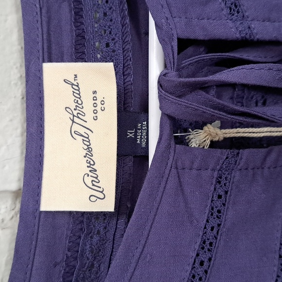 Universal Thread Blue Boho Tie Front Balloon Sleeve Blouse. Size Medium NWT - Picture 7 of 8